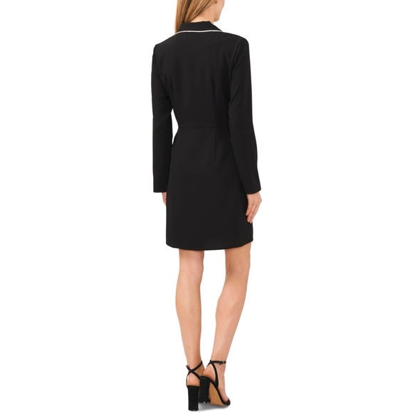 CeCe Women's Rhinestone Trim Long Sleeve Collared Wrap Dress - Picture 2 of 9